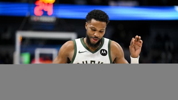 Milwaukee Bucks guard Malik Beasley (5) celebrates 